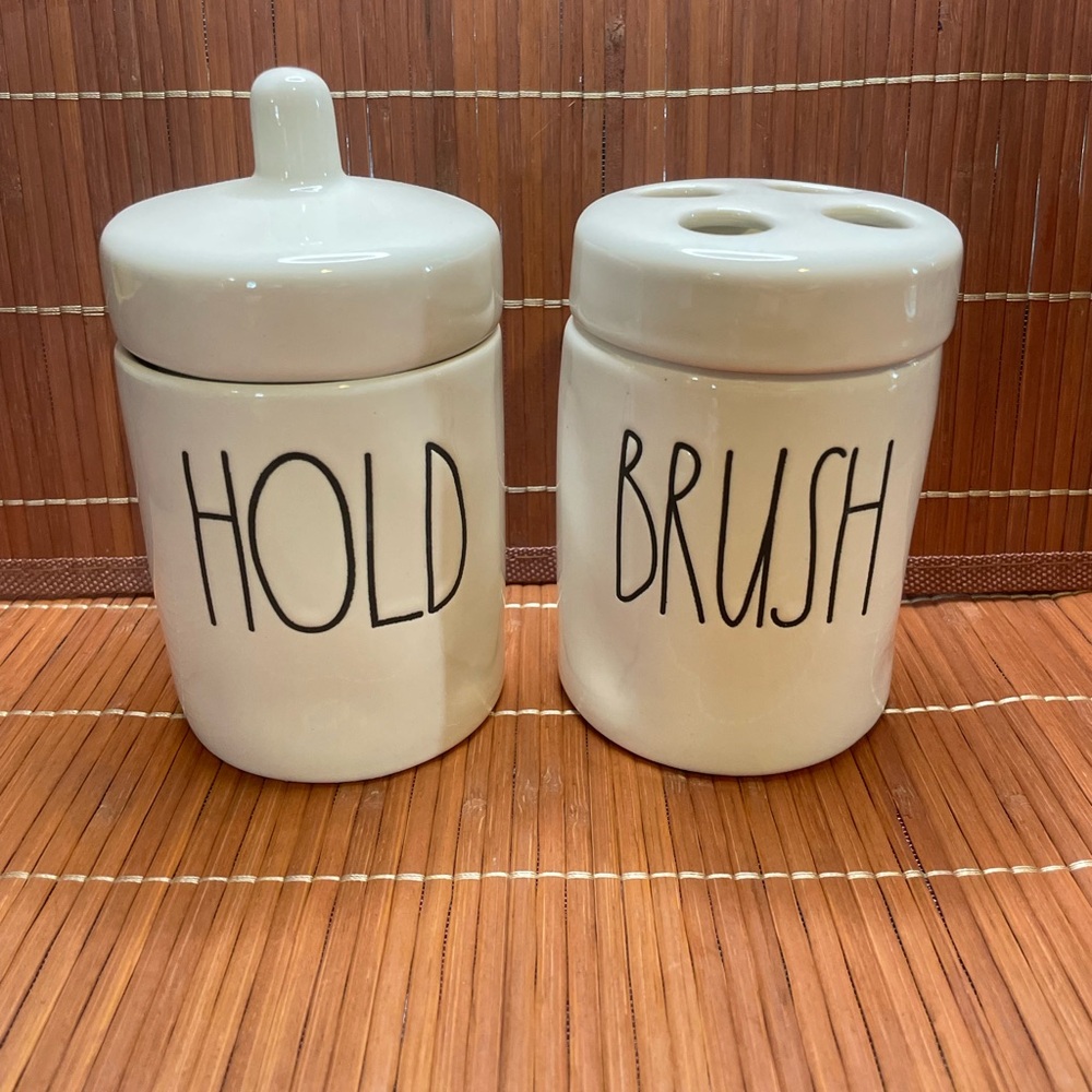 Rae Dunn Brush And Hold Bathroom Set Toothbrush Holder